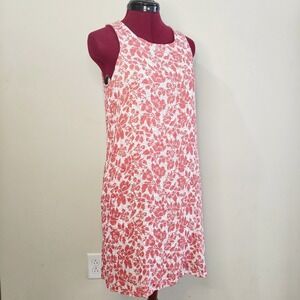 Gap Womens Red White Floral Sleeveless Shift Dress with Pockets Size Small S